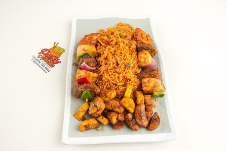 Jollof Rice with kebab mini